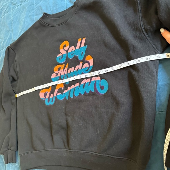 Good American Oversized Crew Neck B Project "Self Made Woman" Sweatshirt Black L - Picture 10 of 10